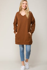 Oversized V Neck Sweatshirt Pullover Tunic