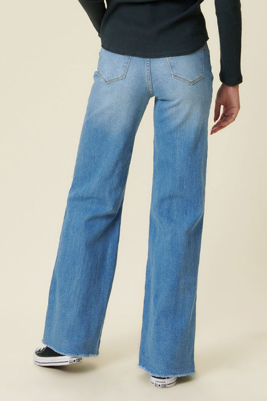 Distressed Wide Fit Jeans