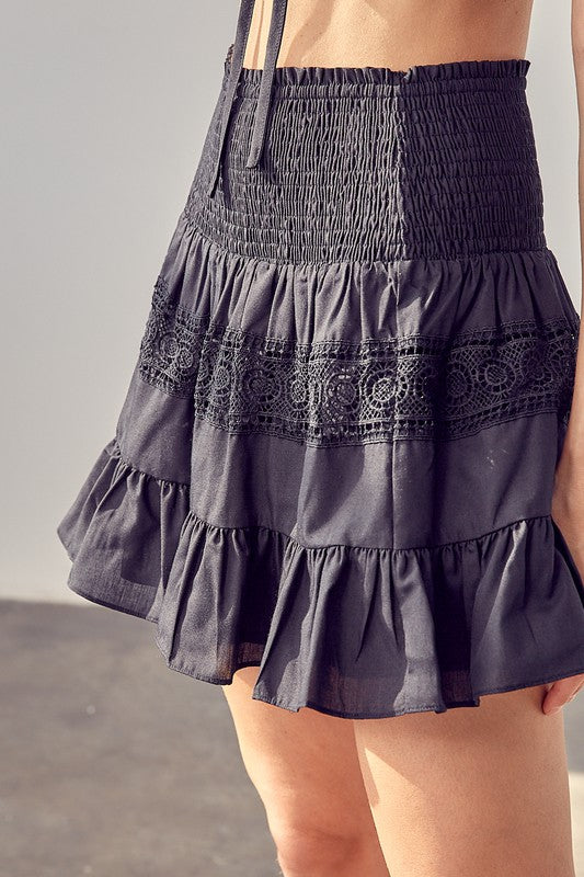 LACE TRIM DETAIL SKIRT