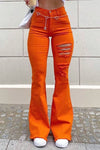 Orange Rip Bell Bottom Jean