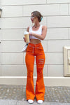 Orange Rip Bell Bottom Jean