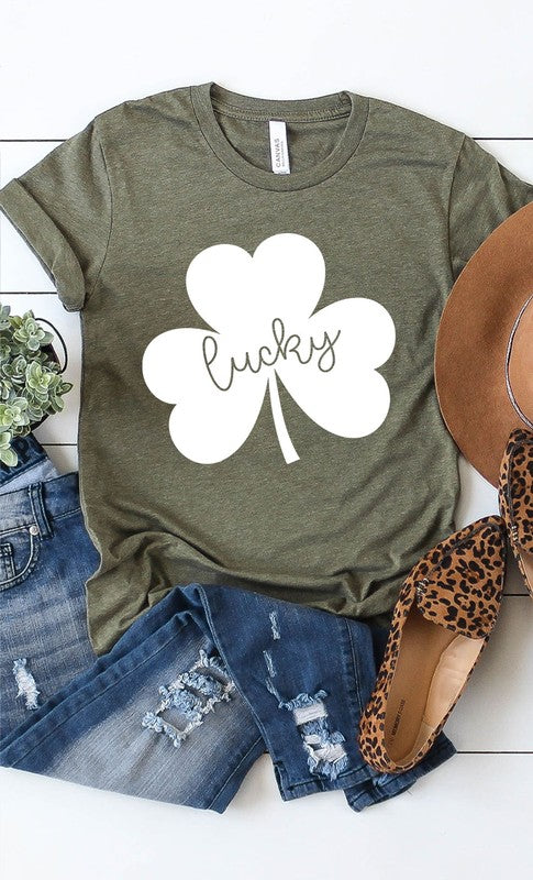 Lucky Clover White Shamrock PLUS SIZE Tee