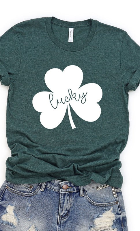 Lucky Clover White Shamrock PLUS SIZE Tee