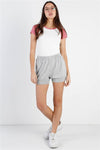 Heather Grey Cotton Blend Cuffed Shorts