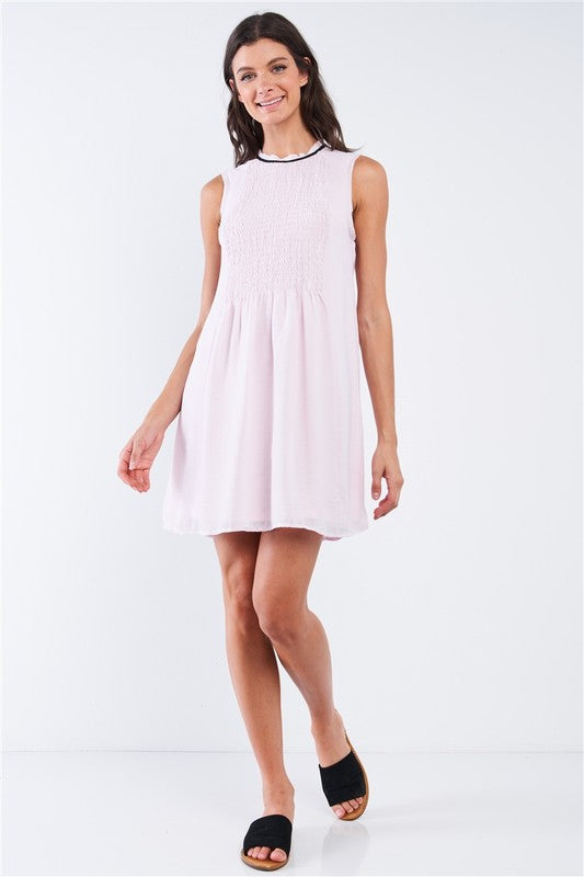 Smock Front Detail BabyDoll Mini Dress