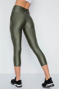 close up back view of Capri Mesh Detail Active Leggings