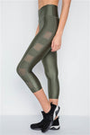 Side view of Capri Mesh Detail Active Leggings