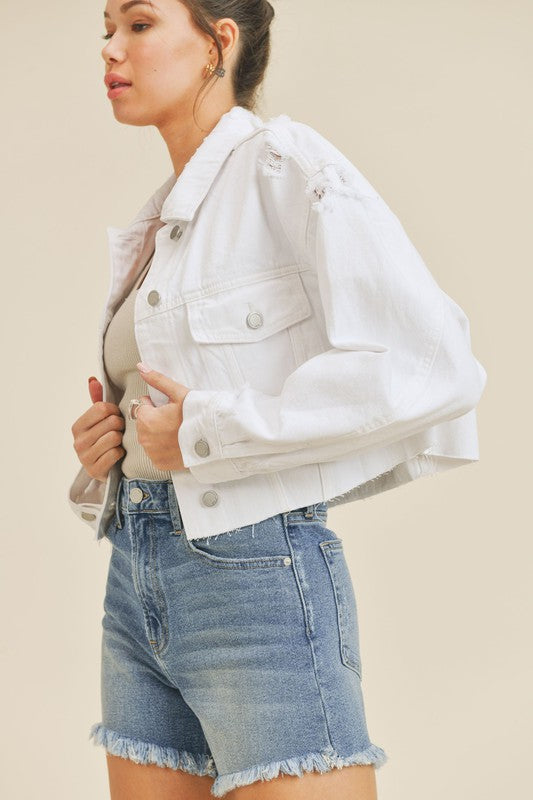 CROPPED DISTRESS JEAN JACKET