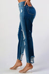 DISTRESSED TWO TONE WASH BAGGY MOM JEAN