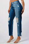 DISTRESSED TWO TONE WASH BAGGY MOM JEAN