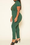 Plus Size Deep V Neck Bodycon Jumpsuit