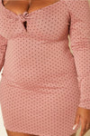 Plus Size Polka Dot Long Sleeve Mini Dress