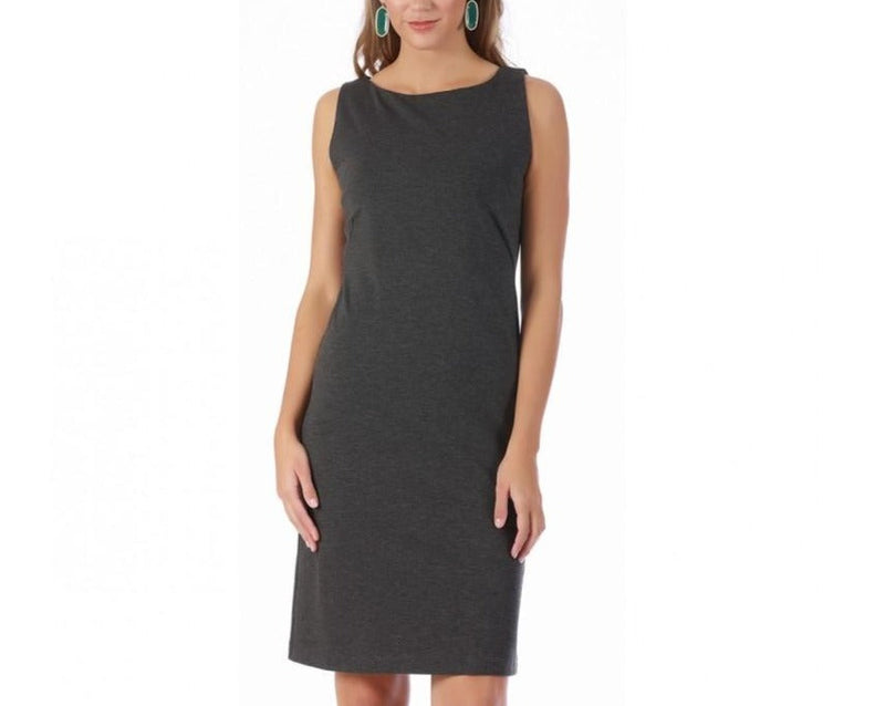 Front view of Short Sleeveless Boatneck Dress