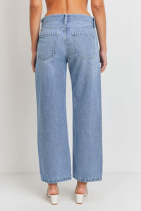 RELAXED MID RISE 1 KNEE STRAIGHT JEANS