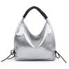 Women hobo bag metallic silver