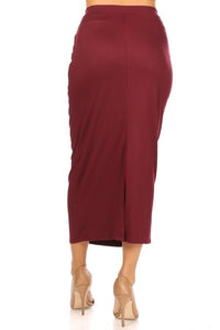 Solid Midi Pencil Skirt