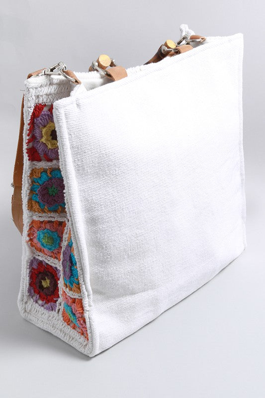 Fashion Tile Bag with Bamboo Handles