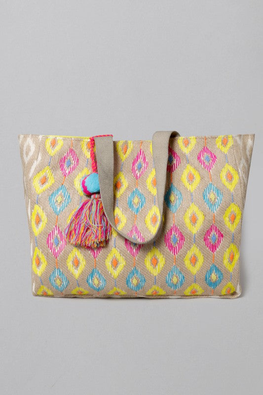 Boho Diamond Pattern Tote Shoulder Bag