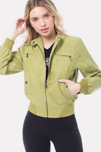 Casual Faux Suede Moto Bomber Jacket