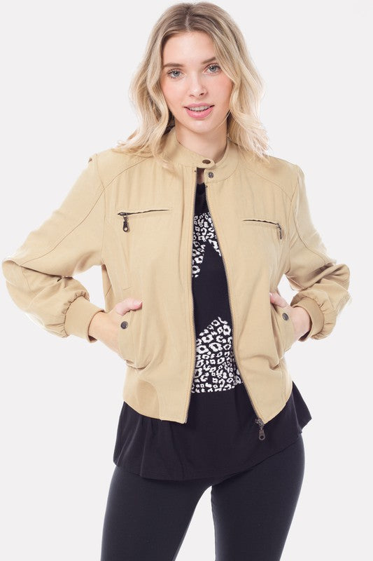 Casual Faux Suede Moto Bomber Jacket