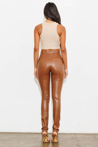 Back view of VEGAN LEATHER SKINNY JEAN