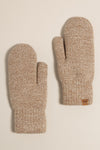 Beige Winter Marled Knit Mittens with Cozy Lining