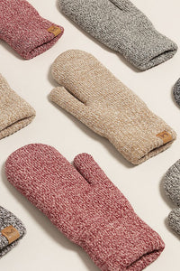 Winter Marled Knit Mittens with Cozy Lining