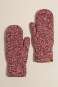 Pink Winter Marled Knit Mittens with Cozy Lining