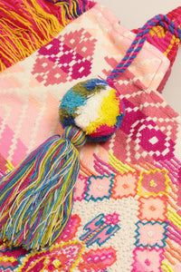 Close up view of tassle on Boho Fringe Tassel Shoulder Tote Bag