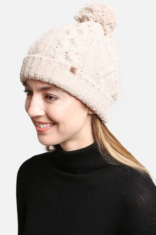 Solid Color Luxury Soft Beanie w Pom Pom