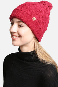 Solid Color Luxury Soft Beanie w Pom Pom