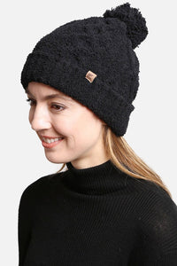 Solid Color Luxury Soft Beanie w Pom Pom