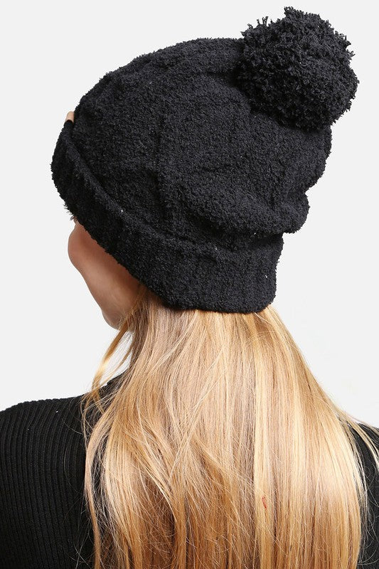 Solid Color Luxury Soft Beanie w Pom Pom