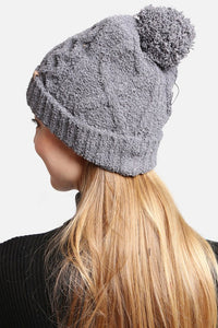 Solid Color Luxury Soft Beanie w Pom Pom