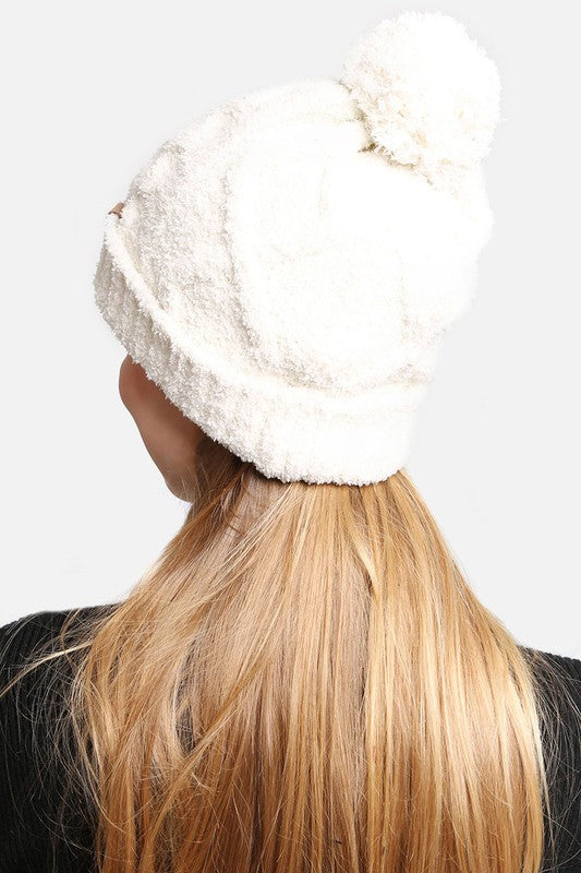 Solid Color Luxury Soft Beanie w Pom Pom