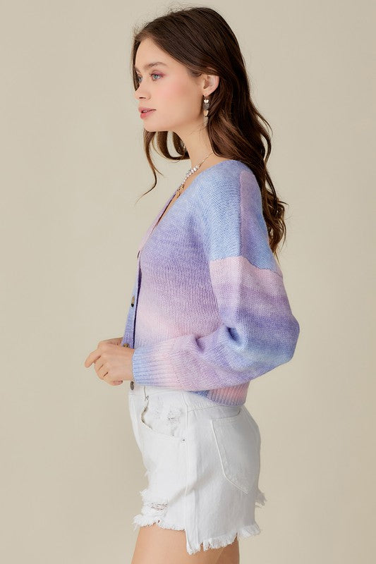 Side view of BUTTON DOWN CARDIGAN