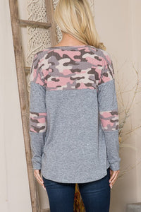 Back view of Camouflage Contrast Sweater Knit