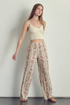 Palazzo pants in floral rayon gauze-cream