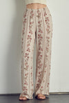 Palazzo pants in floral rayon gauze-cream