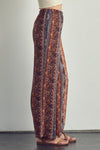 side view of Elastic waisted palazzo pants in ethnic print