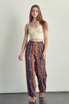 Elastic waisted palazzo pants in ethnic print