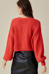 Back view of ROUND NECK CROP SWEATER TOP