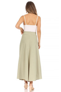 Solid, high waisted, A-line, midi skirt