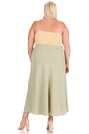 Plus size, solid, high waisted, A-line, midi skirt