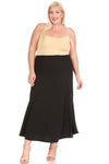 Plus size, solid, high waisted, A-line, midi skirt