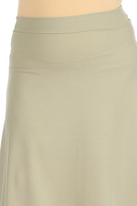 Plus size, solid, high waisted, A-line, midi skirt