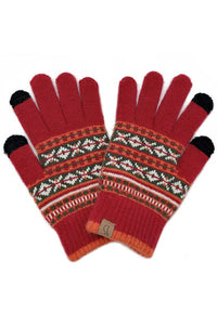 Aztec Patterned Knit Smart Touch Gloves