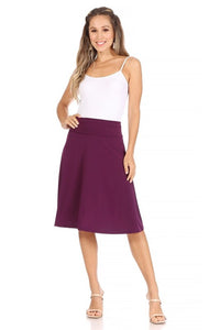 Solid, A-line pull on skirt