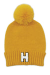 Letter H Chenille Patch Faux Fur Pom Knit Beanie