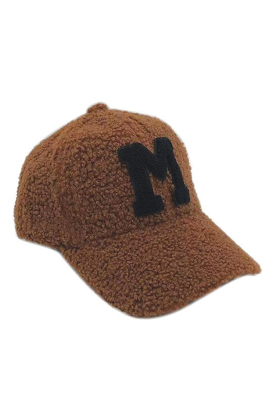 Letter M Sherpa Patch Baseball Cap